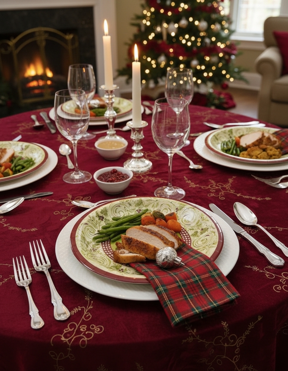 Craftmaster Mistletoe Swirls Christmas Paper Plates 10.25in Set of 18 NIP